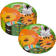 Set 10 farfurii de unica folosinta, din carton, 17.5 CM, pentru petrecere aniversara, model animalute in savana
